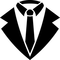 Tie with suit jacket icon in flat style.