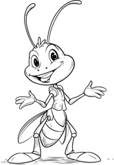 Ant 2D Cartoon Vector Mascot – Cute Insect Character Design for Kids and Branding