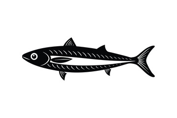 Silhouette art illustration in side view of a salted mackerel fish.eps