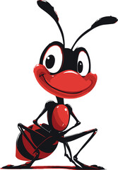 Ant 2D Cartoon Vector Mascot – Cute Insect Character Design for Kids and Branding
