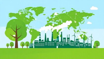 Obraz premium ecological factory smoke comes into the city with a lot of pollution, vector look