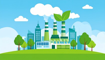 ecological factory smoke comes into the city with a lot of pollution, vector look