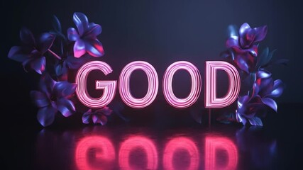 Neon Good Vibes: Pink Floral Glow - Powered by Adobe