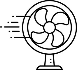 Electric fan with spinning blades and airflow representation  