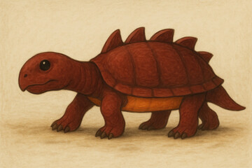Adorable Cartoon Illustration of a Red Spiked Turtle