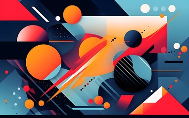 Vibrant geometric shapes form striking abstract background.
