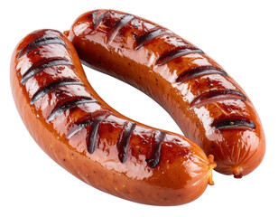 Savory hot dog placed on a dark background highlighting the juiciness and flavor of the sausage in a soft bun isolate on transparent background