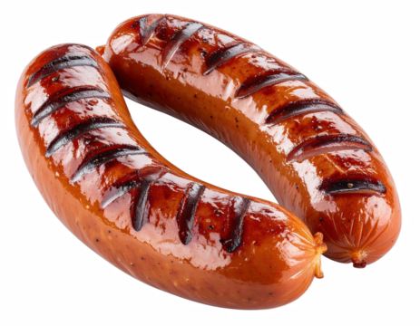 Savory hot dog placed on a dark background highlighting the juiciness and flavor of the sausage in a soft bun isolate on transparent background