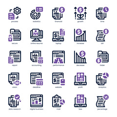 Business Analytics Icon pack for your website, mobile, presentation, and logo design. Business Analytics Icon dual tone design. Vector graphics illustration and editable stroke.
