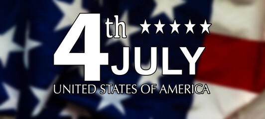 July 4 Independance day Patriotic Symbols USA. National celebration Fourth of July federal holiday United States. American flag Stars and Stripes Red, White, and Blue Old Glory Star-Spangled Banner