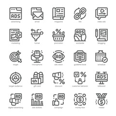 Digital Advertising Icon pack for your website, mobile, presentation, and logo design. Digital Advertising Icon outline design. Vector graphics illustration and editable stroke.