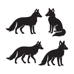 Black Wolf Silhouette Collection – Vector Illustration