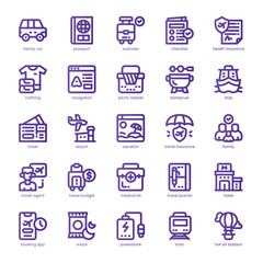 Family Getaway Icon pack for your website, mobile, presentation, and logo design. Family Getaway Icon line basic color design. Vector graphics illustration and editable stroke.