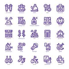 Mountain Escape Icon pack for your website, mobile, presentation, and logo design. Mountain Escape Icon line basic color design. Vector graphics illustration and editable stroke.