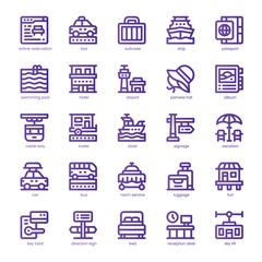 Travel Deal Icon pack for your website, mobile, presentation, and logo design. Travel Deal Icon line basic color design. Vector graphics illustration and editable stroke.