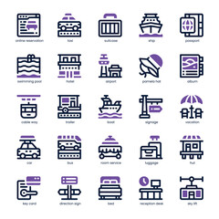 Travel Deal Icon pack for your website, mobile, presentation, and logo design. Travel Deal Icon dual tone design. Vector graphics illustration and editable stroke.