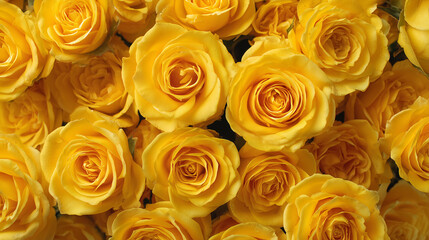 Fototapeta premium 均一に並んだイエローローズが一面に広がる明るく爽やかな花素材｜イベントやデザイン背景に最適
