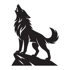 Standing Wolf Looking Up – Vector Illustration