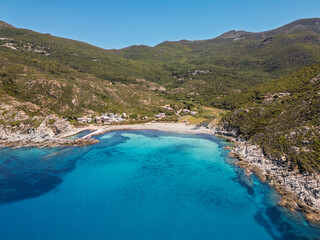Fototapeta premium The small fishing village of Giottani on the west coast of Cap Corse in Corsica