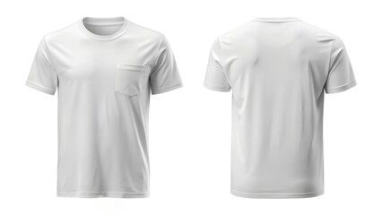 minimal clear and elegant pure white pocket t shirt on white background