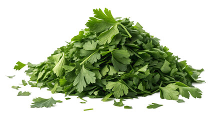 Obraz premium pile of chopped dry parsley leaves isolated on white background PNG