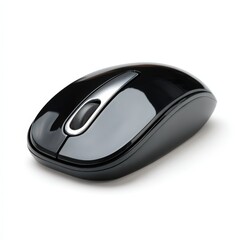 Sleek Black Wireless Computer Mouse Isolated on White Background Perfect for Technology and Office Concepts