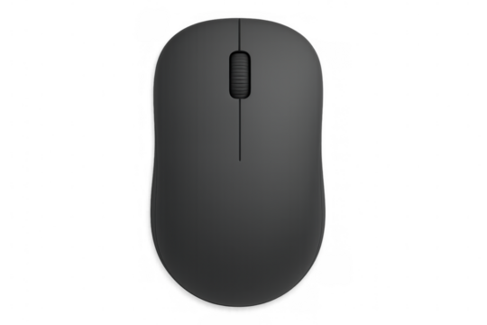 Modern wireless mouse isolated on transparent background, offering precise control and navigation for computers