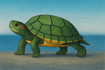 Artistic Illustration of a Green Turtle