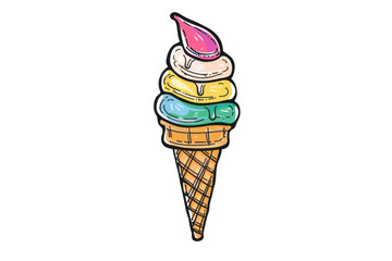 Ice Cream Icon in Doodle Style &ndash; HD Isolated Graphic