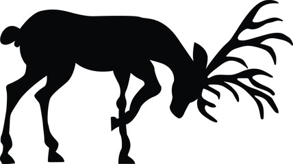 Dynamic Deer Silhouette with Head Downward