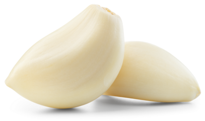 Garlic clove png. Garlic cloves on transparent background. Perfect retouched peeled garlic cloves no background. Transparent png. Full depth of field.