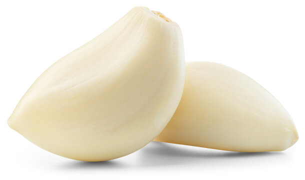 Garlic clove png. Garlic cloves on transparent background. Perfect retouched peeled garlic cloves no background. Transparent png. Full depth of field.