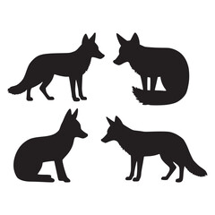Black Wolf Silhouette Collection – Vector Illustration