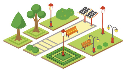 Scenic city park landscape illustration