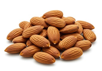 Obraz premium Pile of almonds on a white background close up