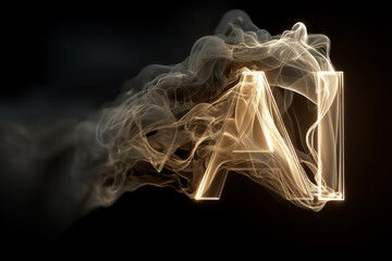 A digital illustration of AI letters with smoke, technology concept