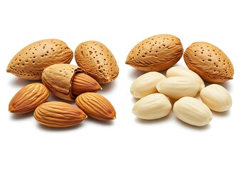 Assortment of almonds with and without shells