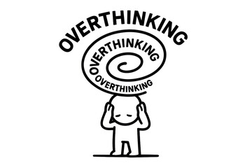 Overthinking Spiral Concept with Mental Burden Illustration