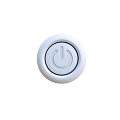 Glossy round power symbol button isolated on a white background