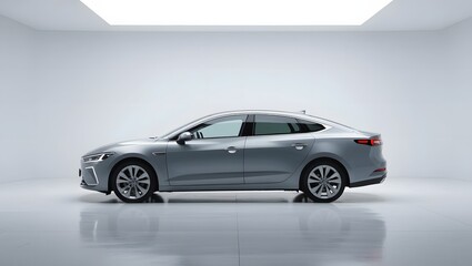 Silver modern sedan car studio shot