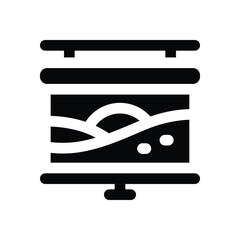 presentation glyph icon. Strong and solid vector icon for websites, mobile interfaces, presentations, and visual branding. High quality and easy to edit.