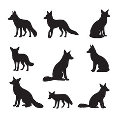 Black Wolf Silhouette Collection – Vector Illustration