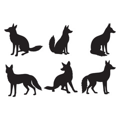 Black Wolf Silhouette Collection – Vector Illustration