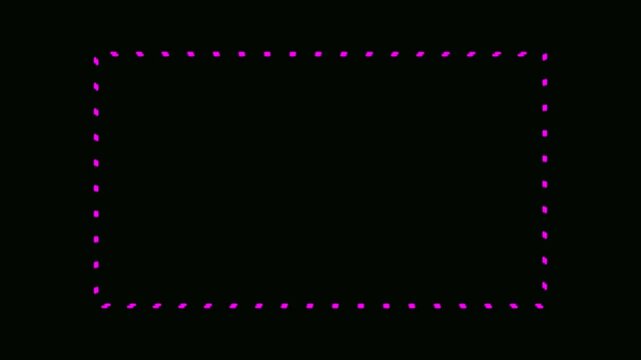 webcam border neon purple frame on black background, facecam glow line