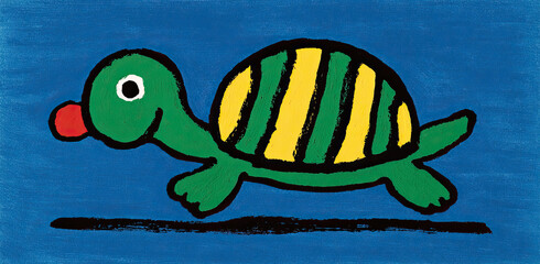 Childs Colorful Painted Turtle Illustration
