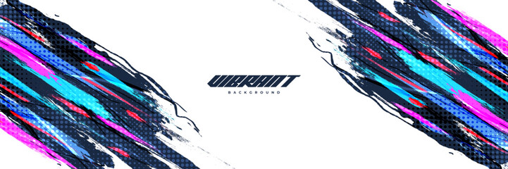 Grunge Sport Background with Vibrant Brush Strokes with Halftone Effect