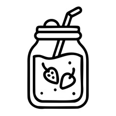 Refreshing Strawberry Smoothie in a Mason Jar Summer Drink Icon