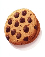 Fototapeta premium Delicious chocolate chip cookie with a golden-brown texture and rich chocolate morsels