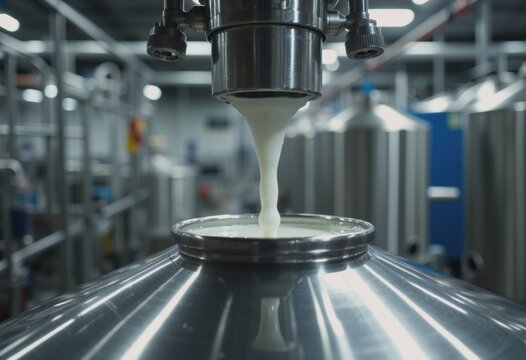 Milk tanker filling at a dairy processing plant, showcasing efficient operations