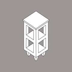 Isometric image of an open bookcase. Vector illustration